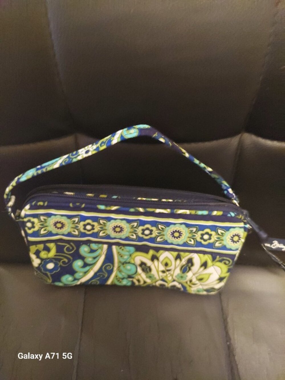 Vera Bradley Green And Blue Floral Wristlet